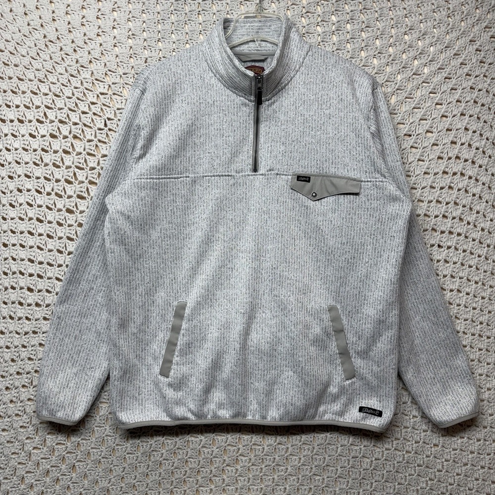 Rafter C  Fleece Pullover Jacket Men's XL Gray Red Dirt Collection  1/4 Zip